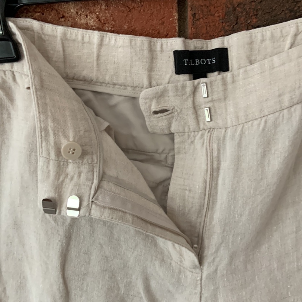 Talbots Cream Linen Straight Leg Cropped Pants - Picture 4 of 6